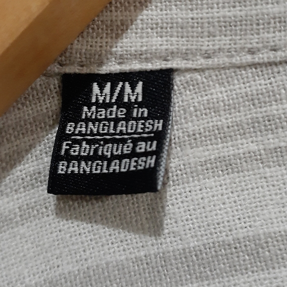 Joe's Jeans Men's Stulio Linen Short Sleeve Button-down Shirt Stripe Beige Med - Picture 7 of 9